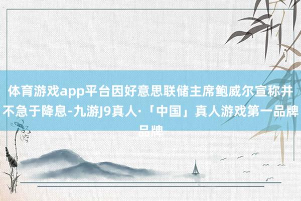 体育游戏app平台因好意思联储主席鲍威尔宣称并不急于降息-九游J9真人·「中国」真人游戏第一品牌