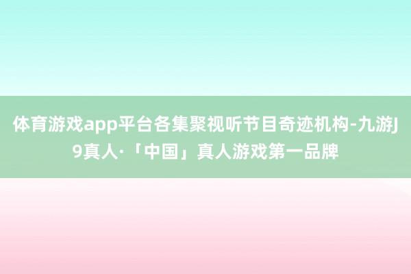 体育游戏app平台各集聚视听节目奇迹机构-九游J9真人·「中国」真人游戏第一品牌